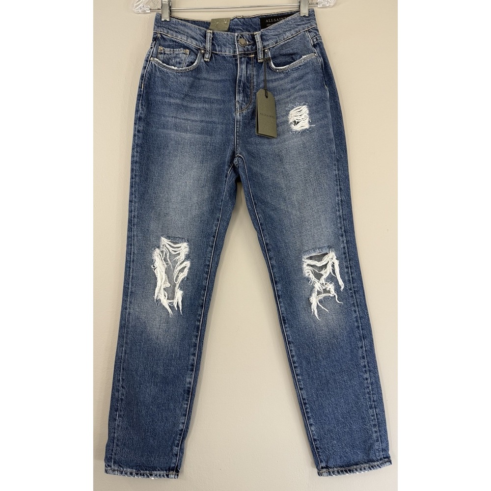 All Saints Amy Girlfriend Jeans Women's 25 High Waisted Relaxed Fit Non Stretch